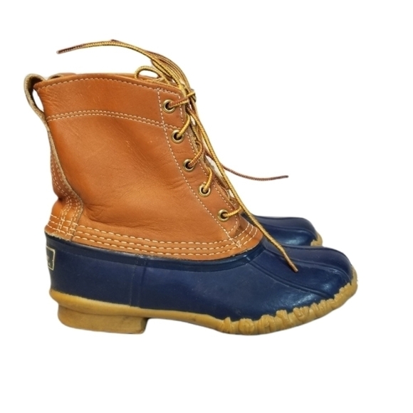LL BEAN Boots blue rubber leather 6 - Picture 1 of 13